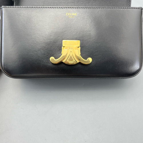 Celine Triomphe Small Triomphe Shoulder Bag Smooth Calfskin Black