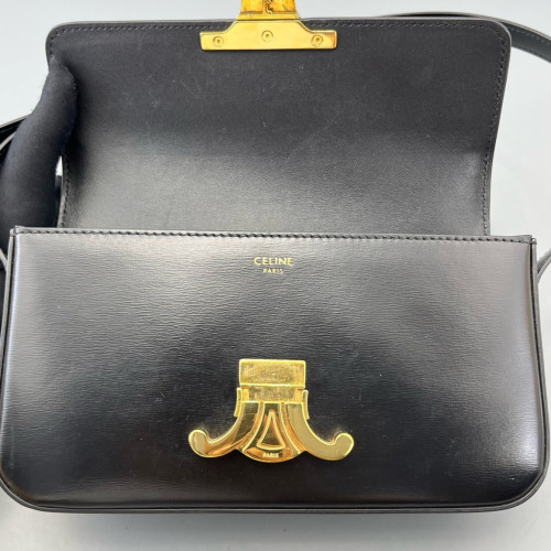 Celine Triomphe Small Triomphe Shoulder Bag Smooth Calfskin Black