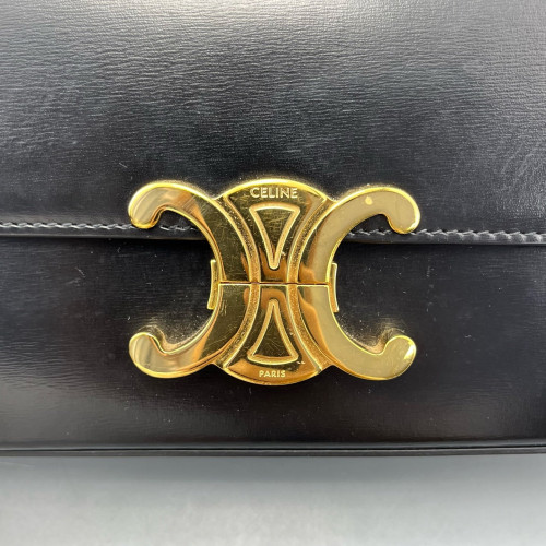 Celine Triomphe Small Triomphe Shoulder Bag Smooth Calfskin Black