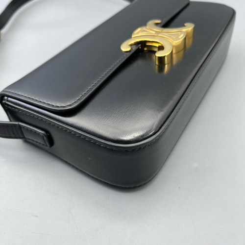 Celine Triomphe Small Triomphe Shoulder Bag Smooth Calfskin Black
