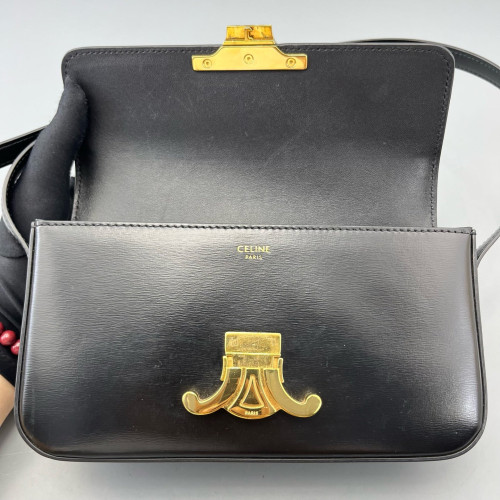 Celine Triomphe Small Triomphe Shoulder Bag Smooth Calfskin Black