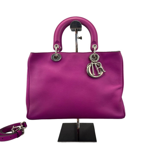 Dior Medium Diorissimo Tote Grained Calfskin Magenta