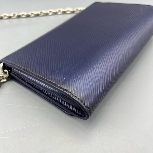 Louis Vuitton Twist Belt Chain Wallet Epi Sequin Dark Blue