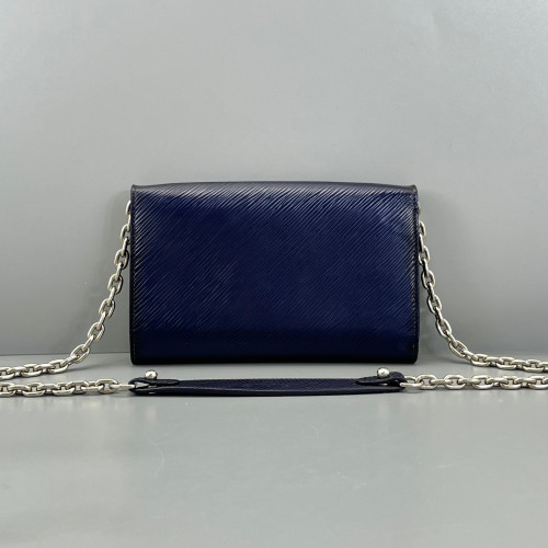 Louis Vuitton Twist Belt Chain Wallet Epi Sequin Dark Blue