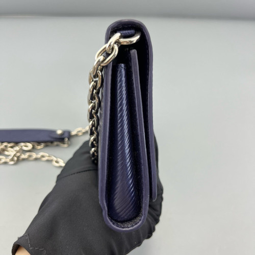 Louis Vuitton Twist Belt Chain Wallet Epi Sequin Dark Blue