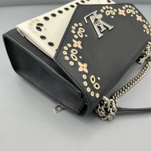 Louis Vuitton Mylockme Chain Bag BB Calfskin Black White