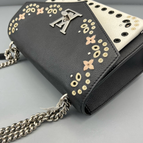 Louis Vuitton Mylockme Chain Bag BB Calfskin Black White