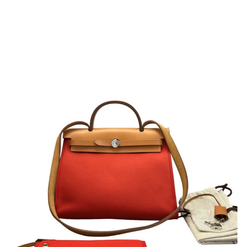 Hermes Herbag 31 Toile Vache Hunter S5 Rouge Tomato 37 Gold
