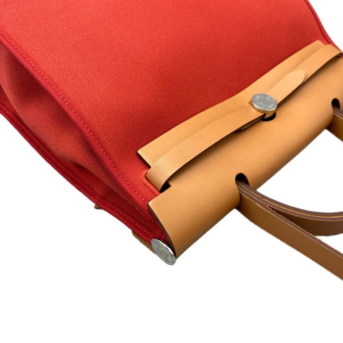 Hermes Herbag 31 Toile Vache Hunter S5 Rouge Tomato 37 Gold