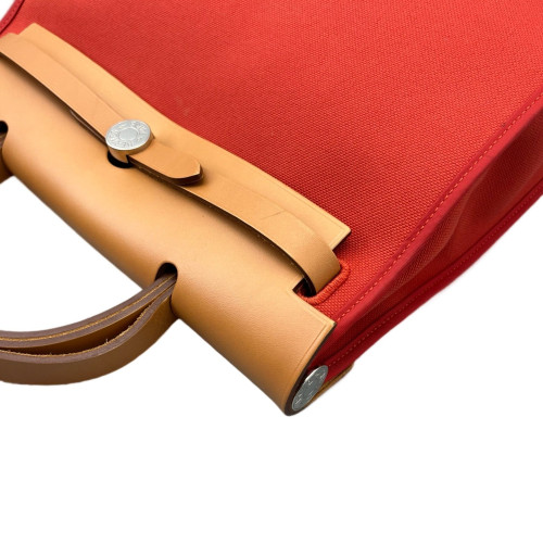 Hermes Herbag 31 Toile Vache Hunter S5 Rouge Tomato 37 Gold