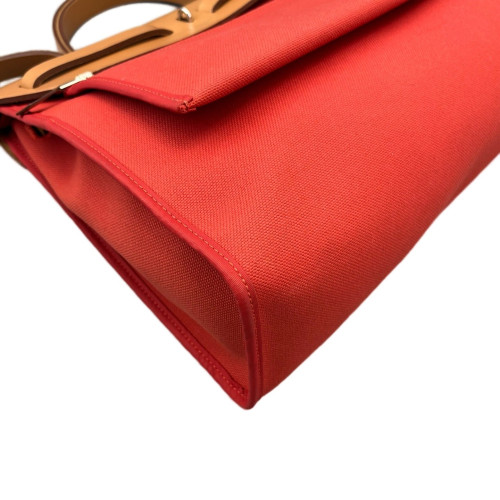 Hermes Herbag 31 Toile Vache Hunter S5 Rouge Tomato 37 Gold