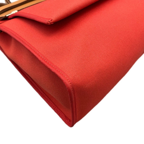 Hermes Herbag 31 Toile Vache Hunter S5 Rouge Tomato 37 Gold