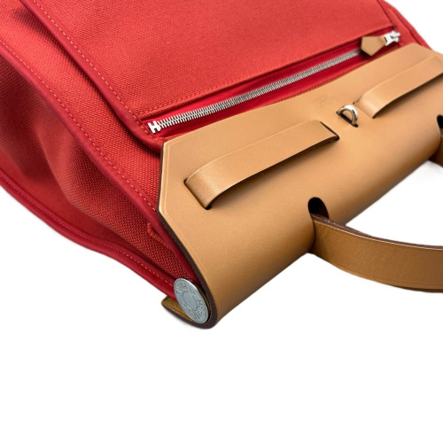 Hermes Herbag 31 Toile Vache Hunter S5 Rouge Tomato 37 Gold