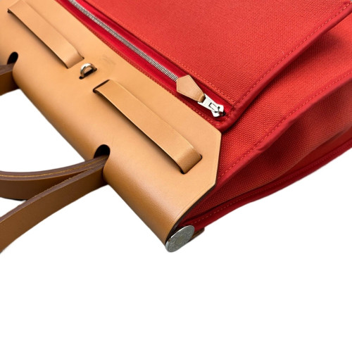 Hermes Herbag 31 Toile Vache Hunter S5 Rouge Tomato 37 Gold