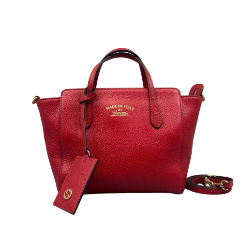 Gucci Mini Swing Tote Grained Calfskin Red