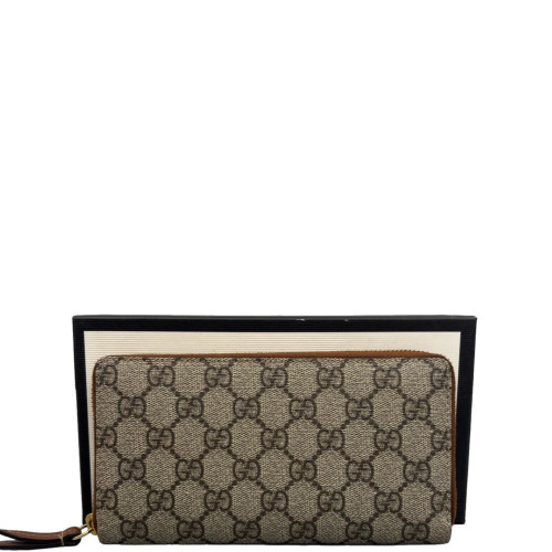 Gucci Zip Around Wallet GG Supreme Monogram Brown