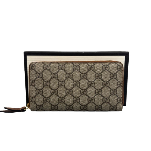 Gucci Zip Around Wallet GG Supreme Monogram Brown