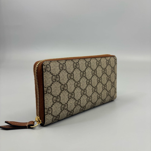 Gucci Zip Around Wallet GG Supreme Monogram Brown