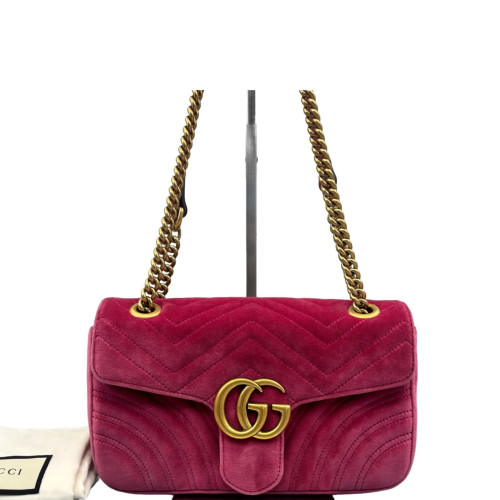 Gucci Matelasse Small GG Marmont Velvet Pink