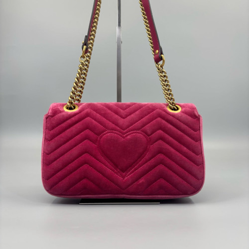 Gucci Matelasse Small GG Marmont Velvet Pink