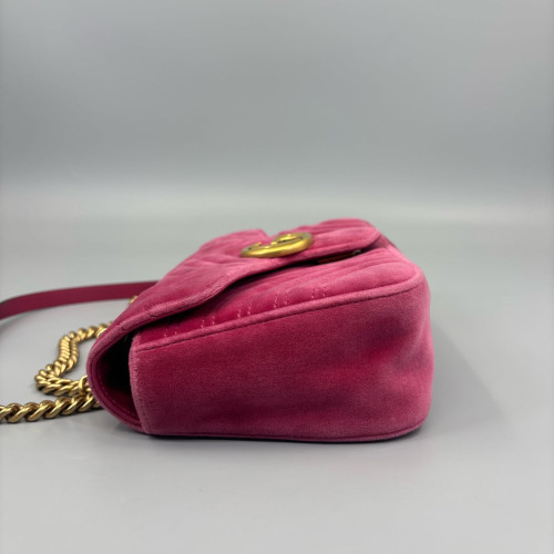 Gucci Matelasse Small GG Marmont Velvet Pink