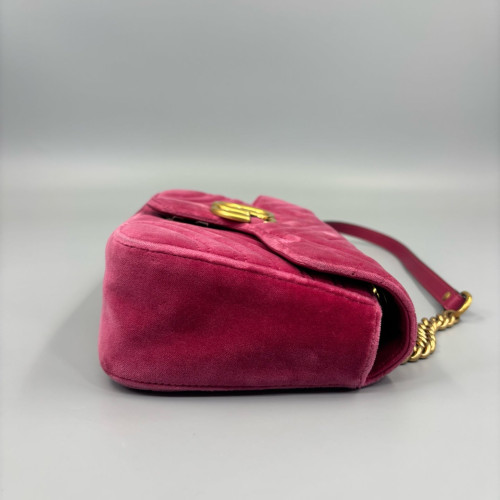 Gucci Matelasse Small GG Marmont Velvet Pink