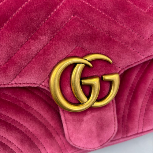 Gucci Matelasse Small GG Marmont Velvet Pink