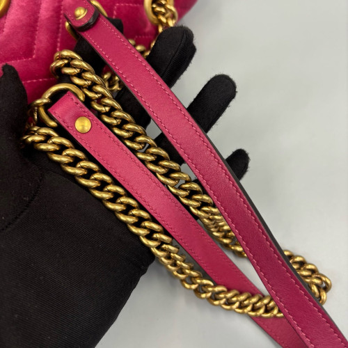 Gucci Matelasse Small GG Marmont Velvet Pink