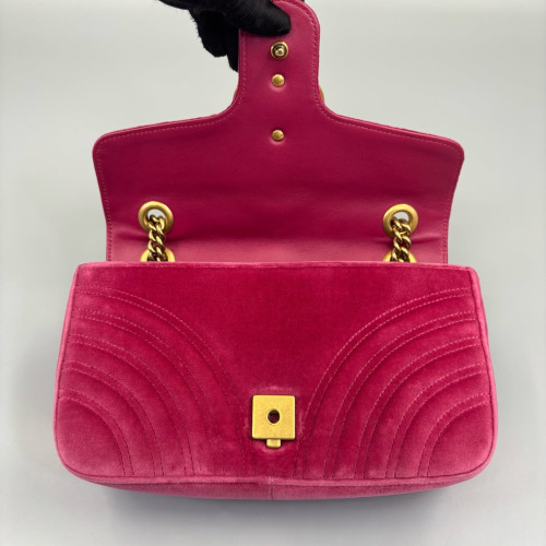Gucci Matelasse Small GG Marmont Velvet Pink