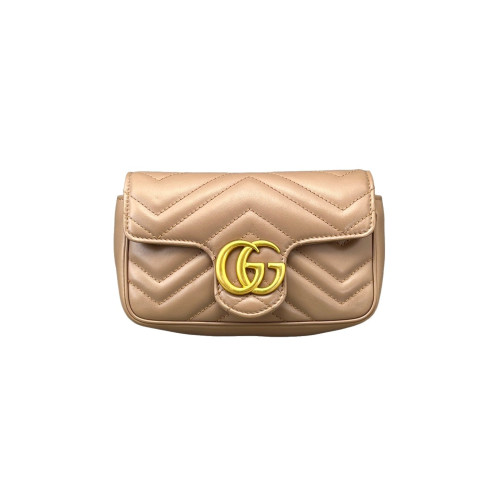 Gucci Matelasse Super Mini GG Marmont Calfskin Natural Tan