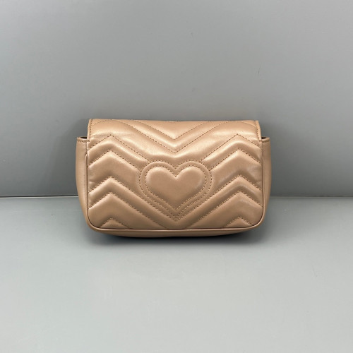 Gucci Matelasse Super Mini GG Marmont Calfskin Natural Tan