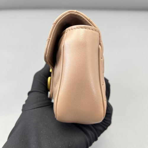 Gucci Matelasse Super Mini GG Marmont Calfskin Natural Tan