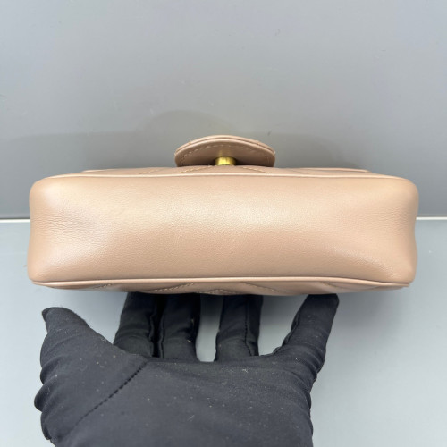 Gucci Matelasse Super Mini GG Marmont Calfskin Natural Tan