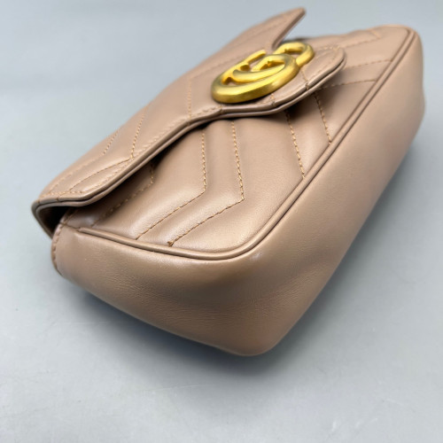 Gucci Matelasse Super Mini GG Marmont Calfskin Natural Tan