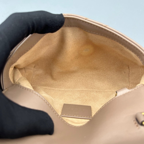Gucci Matelasse Super Mini GG Marmont Calfskin Natural Tan
