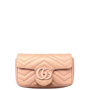 Gucci Matelasse Super Mini GG Marmont Calfskin Pink