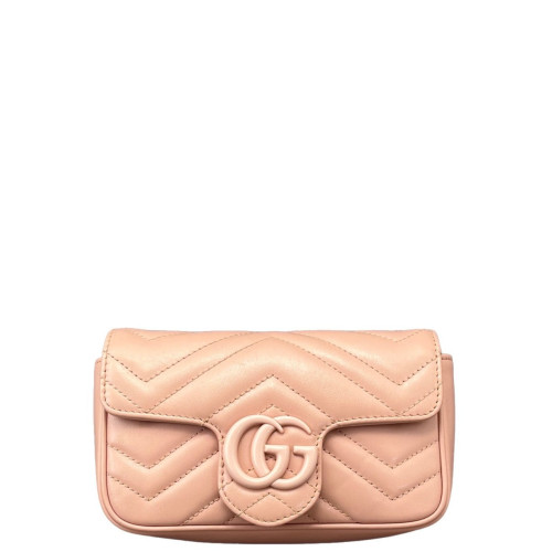 Gucci Matelasse Super Mini GG Marmont Calfskin Pink