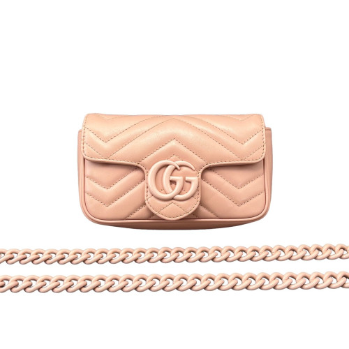Gucci Matelasse Super Mini GG Marmont Calfskin Pink