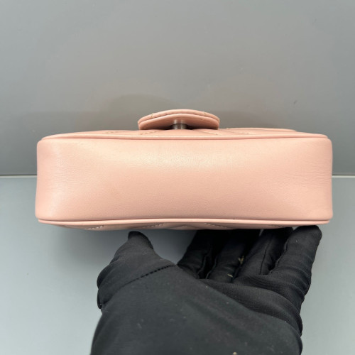 Gucci Matelasse Super Mini GG Marmont Calfskin Pink