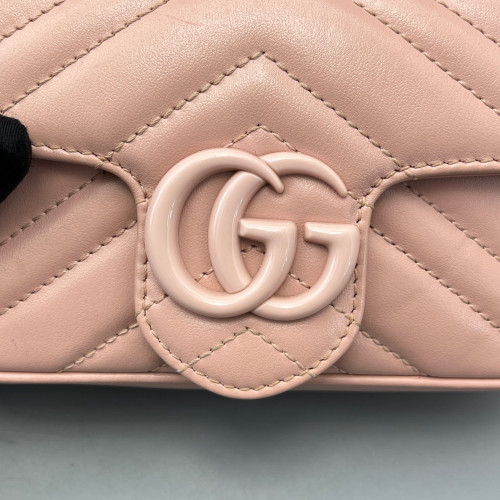 Gucci Matelasse Super Mini GG Marmont Calfskin Pink