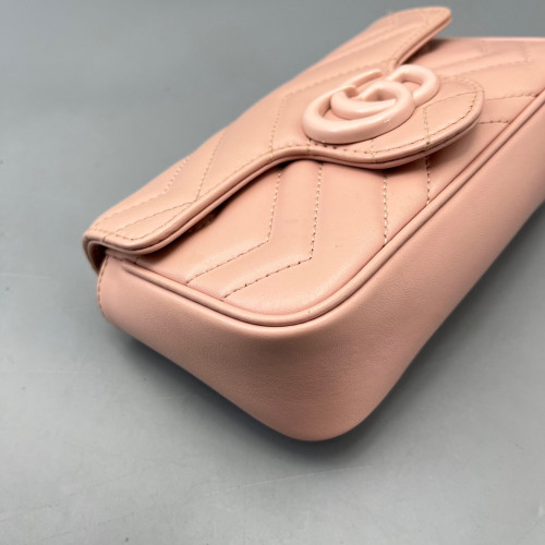Gucci Matelasse Super Mini GG Marmont Calfskin Pink