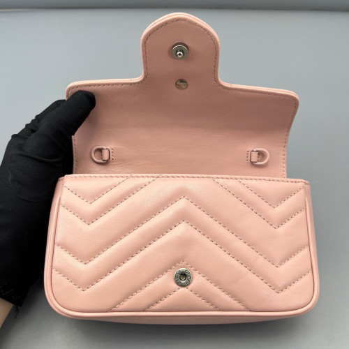 Gucci Matelasse Super Mini GG Marmont Calfskin Pink