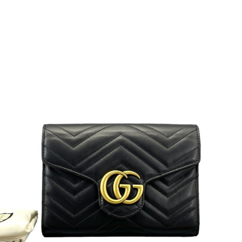 Gucci Matelasse GG Marmont Chain Wallet Calfskin Black