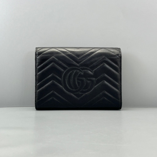 Gucci Matelasse GG Marmont Chain Wallet Calfskin Black