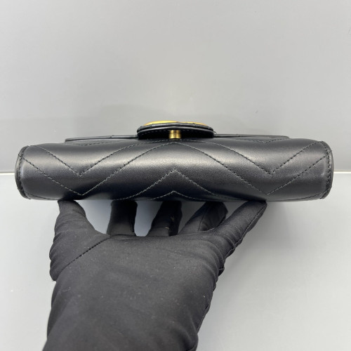 Gucci Matelasse GG Marmont Chain Wallet Calfskin Black