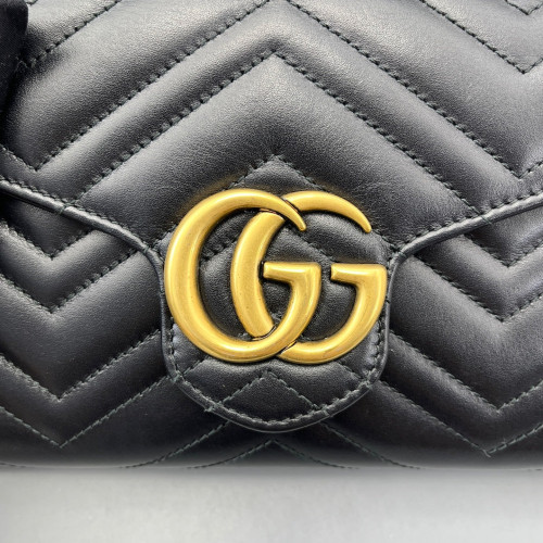 Gucci Matelasse GG Marmont Chain Wallet Calfskin Black