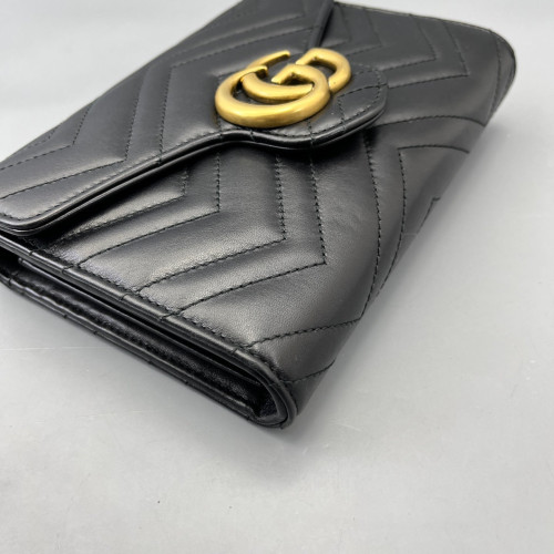 Gucci Matelasse GG Marmont Chain Wallet Calfskin Black
