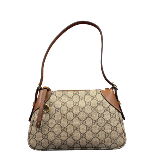 Gucci Small GG Emblem Shoulder Bag GG Supreme Monogram Beige Brown