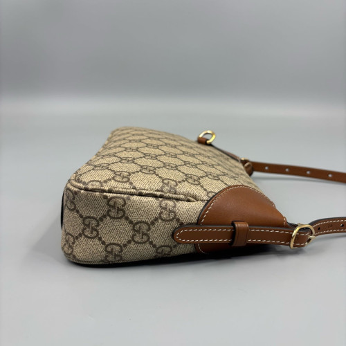 Gucci Small GG Emblem Shoulder Bag GG Supreme Monogram Beige Brown