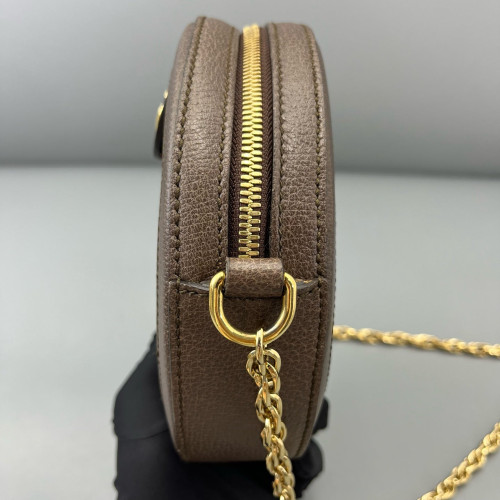 Gucci Web Mini Ophidia Round Bag GG Supreme Monogram Brown Beige Ebony Red